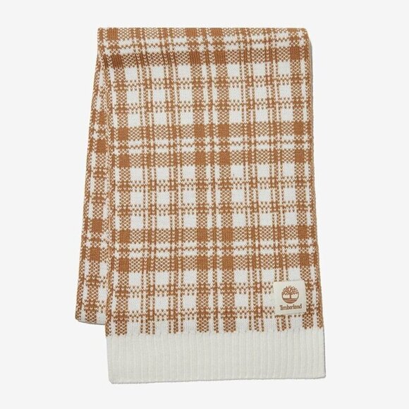 Timberland Scarf Buffalo Plaid Tan Cream 10x68" FabFitFun 2023 RV$60 - Picture 3 of 7